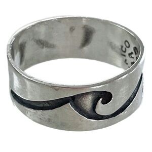 Vintage Mexico Taxco 925 Sterling Silver Ocean Wave Ring